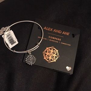 Alex and Ani silver compass charm bracelet